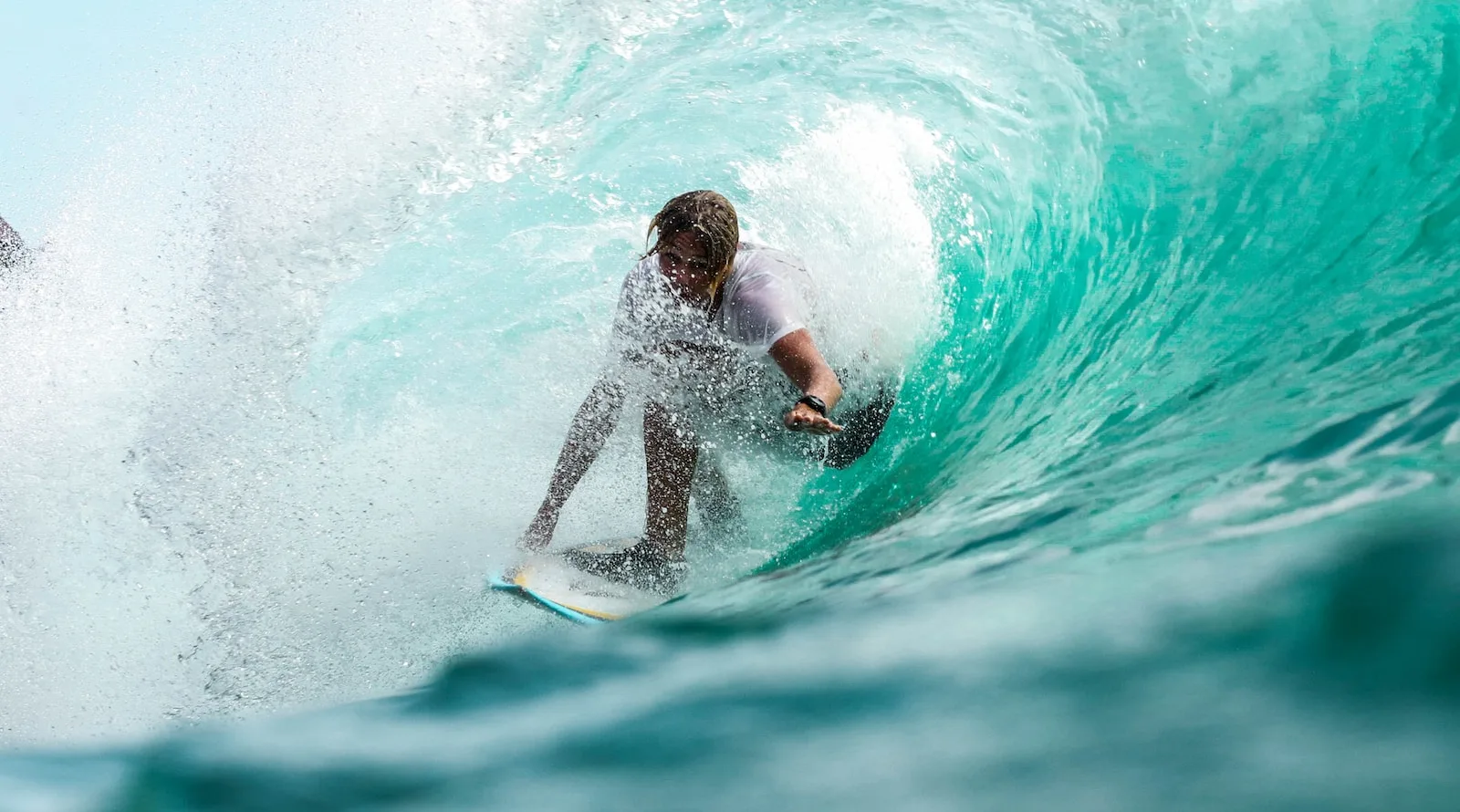 time lapse photography surfer in wave water