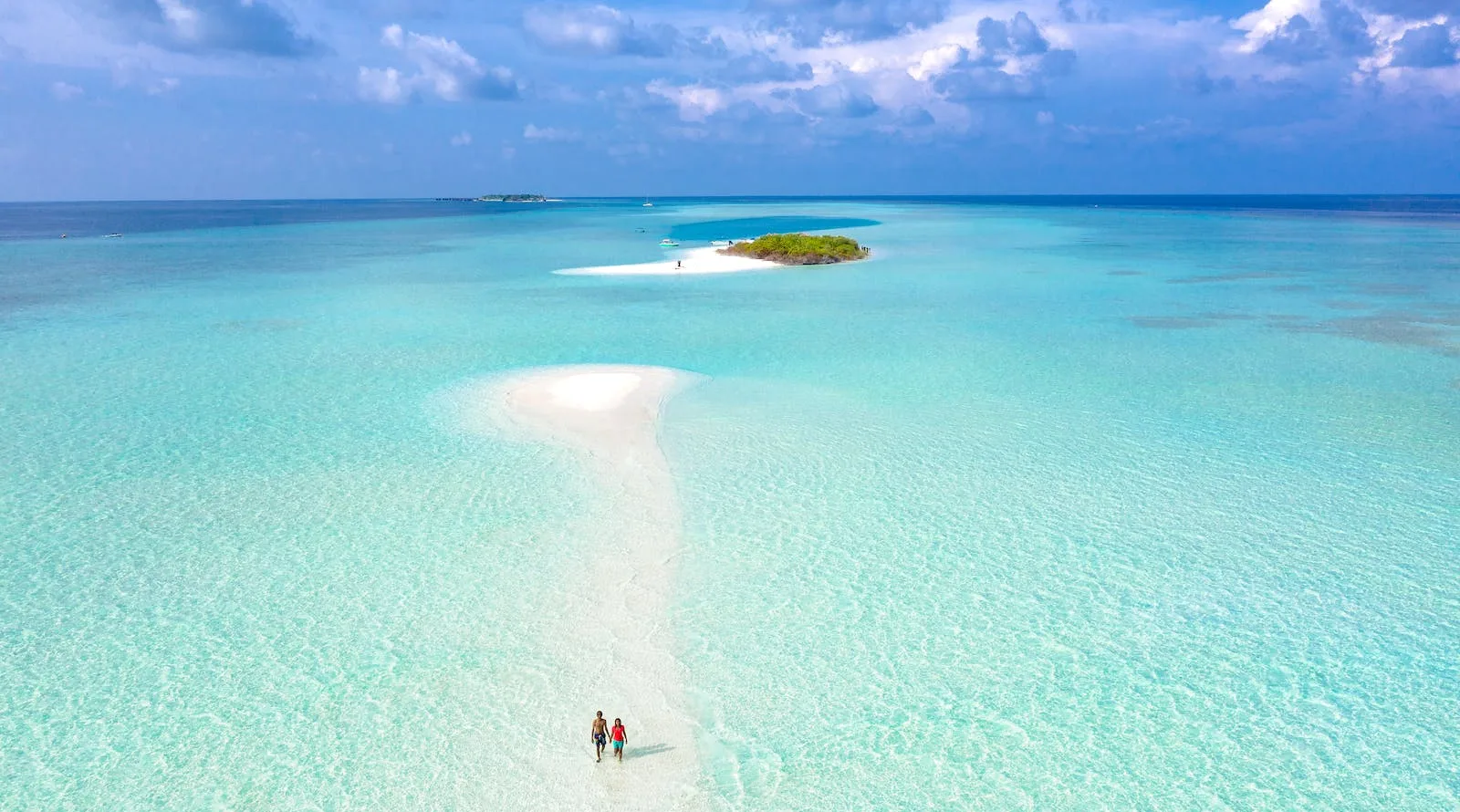Aerial Photography of Two Person Walking on Seashore